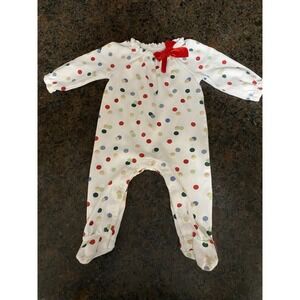 Baby Girls Mud Pie One Piece Jumpsuit Romper Holiday Outfit Sz 3-6 Mo Polka Dot